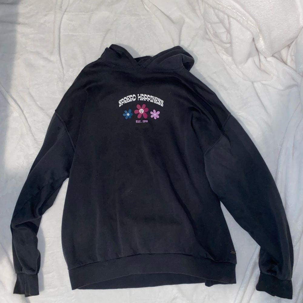 PULL&BEAR Spread Happiness Dark Gray Hoodie Size M